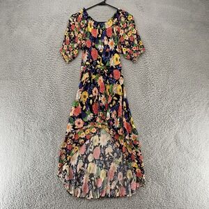 Desigual Dress Womens Small Floral High Low Ruffle Off the Shoulder Boho